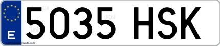 Ejemplo de matrícula española 5035 HSK