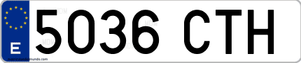 Ejemplo de matrícula de coche ordinaria 5036 CTH