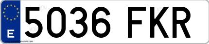 Ejemplo de matrícula española 5036 FKR