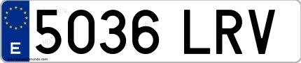 Ejemplo de matrícula española 5036 LRV
