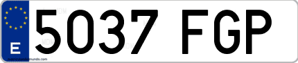 Ejemplo de matrícula de coche ordinaria 5037 FGP
