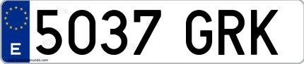 Ejemplo de matrícula española 5037 GRK