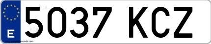 Ejemplo de matrícula española 5037 KCZ