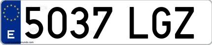 Ejemplo de matrícula española 5037 LGZ