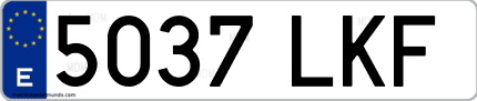 Ejemplo de matrícula de coche ordinaria 5037 LKF