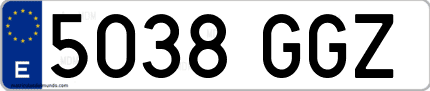 Ejemplo de matrícula de coche ordinaria 5038 GGZ