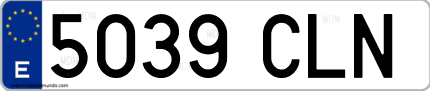 Ejemplo de matrícula de coche ordinaria 5039 CLN