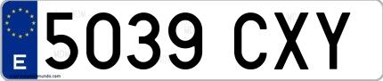 Ejemplo de matrícula española 5039 CXY