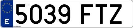 Ejemplo de matrícula española 5039 FTZ