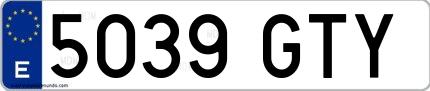Ejemplo de matrícula española 5039 GTY