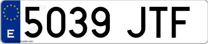 Ejemplo de matrícula española 5039 JTF