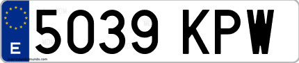 Ejemplo de matrícula de coche ordinaria 5039 KPW