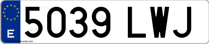 Ejemplo de matrícula de coche ordinaria 5039 LWJ
