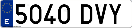 Ejemplo de matrícula de coche ordinaria 5040 DVY