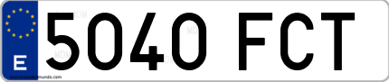 Ejemplo de matrícula de coche ordinaria 5040 FCT