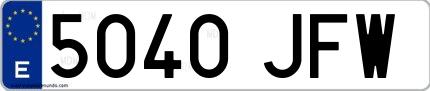 Ejemplo de matrícula española 5040 JFW