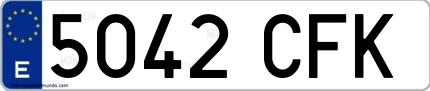 Ejemplo de matrícula española 5042 CFK