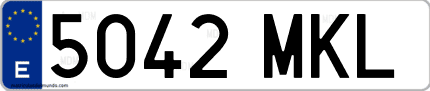 Ejemplo de matrícula de coche ordinaria 5042 MKL