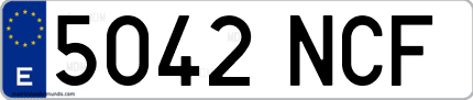 Ejemplo de matrícula de coche ordinaria 5042 NCF