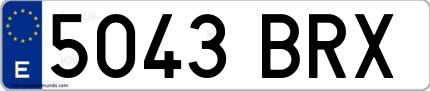 Ejemplo de matrícula española 5043 BRX