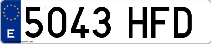 Ejemplo de matrícula de coche ordinaria 5043 HFD