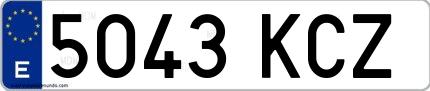 Ejemplo de matrícula española 5043 KCZ