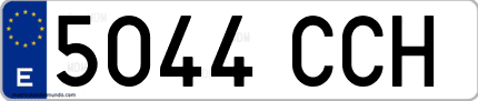 Ejemplo de matrícula de coche ordinaria 5044 CCH