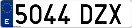 Ejemplo de matrícula de coche ordinaria 5044 DZX