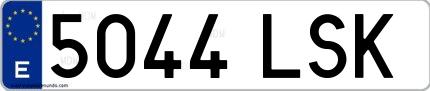 Ejemplo de matrícula española 5044 LSK