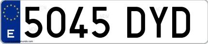Ejemplo de matrícula española 5045 DYD