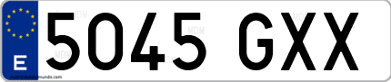 Ejemplo de matrícula de coche ordinaria 5045 GXX