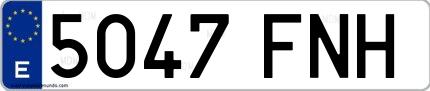 Ejemplo de matrícula española 5047 FNH