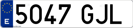 Ejemplo de matrícula de coche ordinaria 5047 GJL