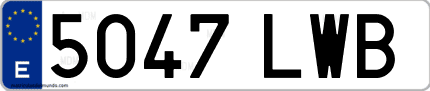 Ejemplo de matrícula de coche ordinaria 5047 LWB