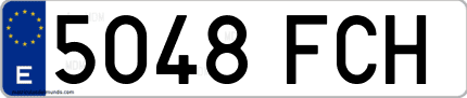 Ejemplo de matrícula de coche ordinaria 5048 FCH