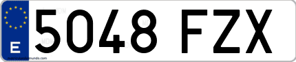 Ejemplo de matrícula de coche ordinaria 5048 FZX