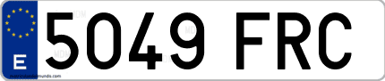 Ejemplo de matrícula de coche ordinaria 5049 FRC