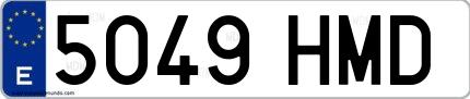 Ejemplo de matrícula española 5049 HMD