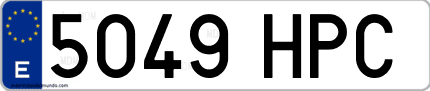 Ejemplo de matrícula de coche ordinaria 5049 HPC