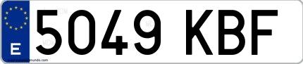 Ejemplo de matrícula española 5049 KBF