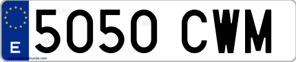 Ejemplo de matrícula de coche ordinaria 5050 CWM