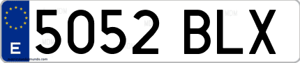 Ejemplo de matrícula de coche ordinaria 5052 BLX