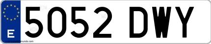 Ejemplo de matrícula española 5052 DWY