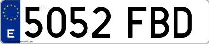 Ejemplo de matrícula española 5052 FBD