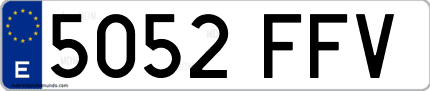 Ejemplo de matrícula de coche ordinaria 5052 FFV