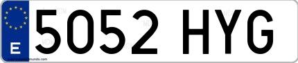 Ejemplo de matrícula española 5052 HYG