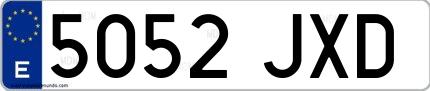 Ejemplo de matrícula española 5052 JXD