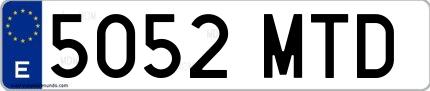 Ejemplo de matrícula española 5052 MTD