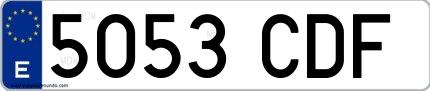 Ejemplo de matrícula española 5053 CDF