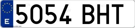 Ejemplo de matrícula española 5054 BHT